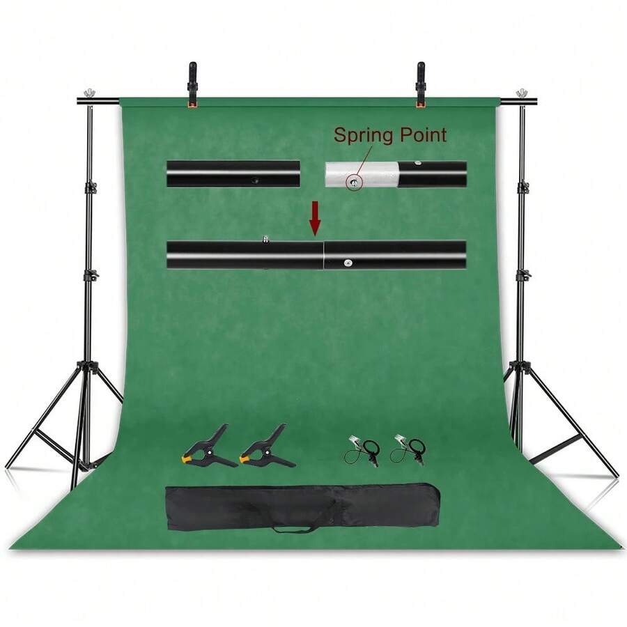 Kit de soporte de fondo de fotografía SH con sistema de soporte ajustable, fondos para estudio fotográfico, marco de pantalla verde Chromakey - Verde normal - Ver 1