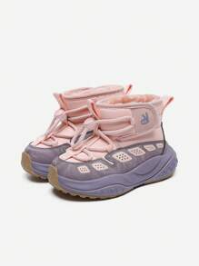 Annil 女童雪地靴，保暖内衬，加厚，适合冬季，防水，适合女孩和婴儿，也是东北地区的童鞋。 - 粉色 - 查看 4