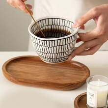 椭圆形木质杯垫托盘 - 多功能实木早餐托盘，适用于面包和甜点 - 适合家庭、厨房和餐厅
