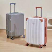 24-Inch Men's Suitcase Trolley Case Travel Luggage With Password, Large Capacity Hardcase, Sturdy Essential For Traveling - Silver - View 3