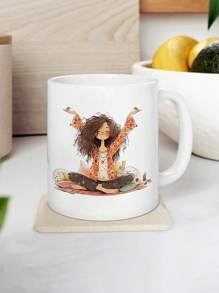 1pc, 11oz Funny Girl Painting Water Cups Coffee Mug - Kitchen & Dining Decorative Mug For Summer Winter Drinkware, Home Office Room Decor, Unique Party Gift For Valentine's Day Birthday,Reusable, Holiday Gifts, Thanksgiving Gifts, Christmas Gifts,New Year,Funny Novelty,New Year, Water Cup,Drinking Utensils,Valentines Day Gifts Back To School