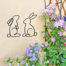 2pcs Vivid Rabbit Metal Wall Decor, Minimalist Geometric Rabbit Iron Sculpture, Spring Festival/Easter Farmhouse Decoration, Indoor Outdoor Porch Sign, Animal Theme Wall Hanging, Suitable For Easter, Valentine's Day, Mother's Day, Graduation, Ramadan Gifts Birthday