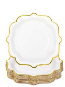 30/40pcs, 7/9in, White, Mint Green, Mint Blue, Coral -Color, Disposable Paper Tray Set, Suitable For Birthday Parties, Family Gatherings, And Weddings Birthday Decorations Party Decorations Bachelorette