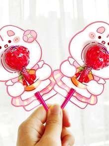 10/50pcs Cute Cartoon Flower Lollipop Decoration Paper Cards - Multicolor - View 2