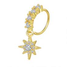 1 Pc Fashionable And Exquisite Copper Alloy Eight-Pointed Star-Shaped Pendant With White Zirconia Gold Nose Ring Ia Suitable For Women To Wear Daily And Gatherings. - Gold - View 6
