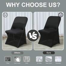 Stretch Spandex Chair Covers - Black /White 12/30/50/100 PCS, Folding Kitchen Chairs Cover, Universal Washable Slipcovers Protector, Removable Chair Seat Covers, For Wedding Party Dining Room Banquet Event 18.11"D X 20.8"W X 36.61"H - 黑色 - 查看 4