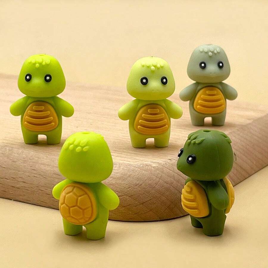 4PCS 3D Turtle Silicone Beads - Vibrant 3D Animal-Shaped Charms For Creative DIY Jewelry Making, Stylish Bracelets, Keychains, And Versatile Crafts Projects - 3D Little Turtle - View 1