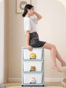1 Pc Multi-Functional Plastic Storage Cabinet With Drawers, Desktop File Organizer Box, 2-6 Tiers Options, 34cm/13.4" Wide, Multi-Purpose Storage Box For Bedroom & Home, Durable Plastic Drawer Type Storage Cabinet, Toy Organizer