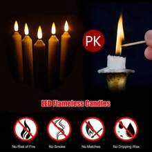 1-12pcs Flickering Flameless Candles, Flameless Taper Candles Battery Powered, Fake Candles, Led Candles Battery Powered, Flameless Candles Flickering, Led Candles Flickering, Electric Candles For Home, Wedding Decor, Christmas Decorations, Halloween Decorations, Party Decorations