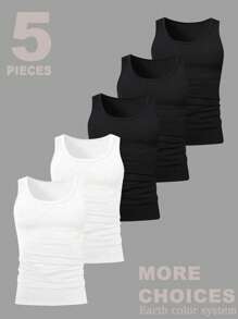 Lonblece 5pcs/Pack Unisex Casual Versatile Sleeveless Tank Top