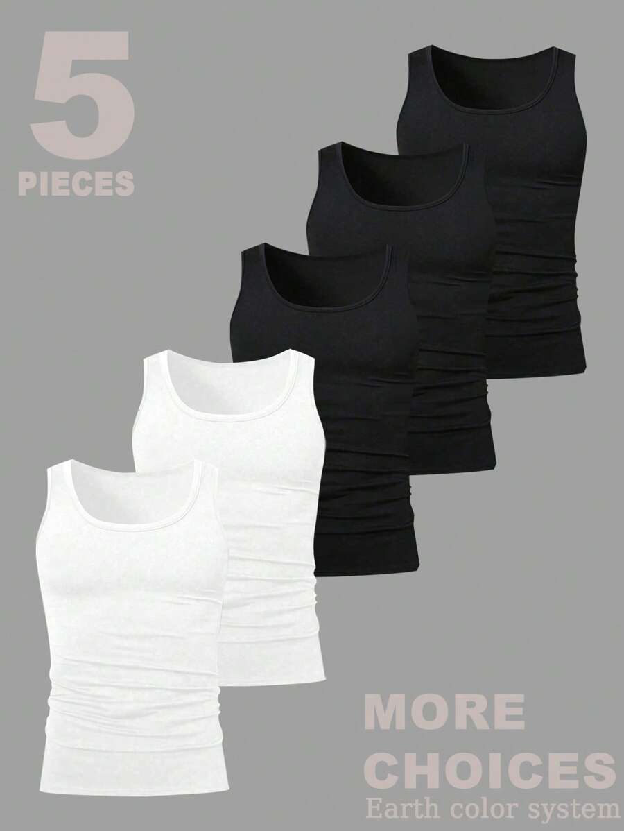 Lonblece 5pcs/Pack Unisex Casual Versatile Sleeveless Tank Top