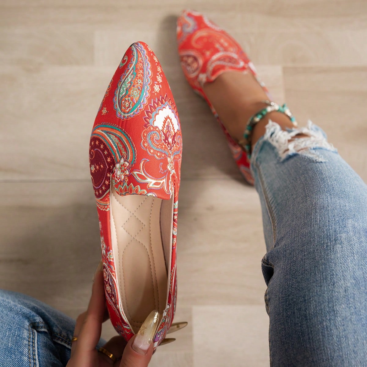 Bailarinas informales de talla grande, zapatos planos con estampado de moda para mujeres, estilo europeo y americano, aptos para todas las temporadas