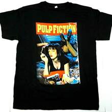 PULP FICTION T-Shirt Distressed Movie Poster Tee Men's 100% Cotton Black New - Black - View 1