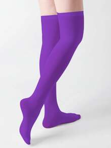 1 Pair Multi-Color Velvet Over-The-Knee High Socks, Fashion & Versatile, Spring And Autumn