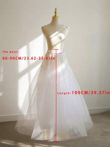 4 层衬裙，新娘自然蓬松洛丽塔裙，无骨柔软网眼衬裙，隐形，A 字延长角色扮演配饰女士秋季服装 - 白色 - 查看 6