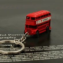 1 Pieza Vintage Llavero de cabina telefónica de estilo londinense, autobús de dos pisos, mejor regalo para amigos