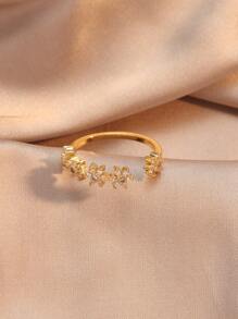 1pc Fashionable Rhinestone Flower Decorated Ring, Suitable For Daily Wear By Women