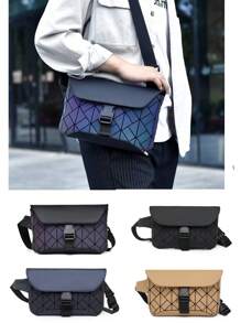 Rhombus Pattern Men's Casual Sling Shoulder Bag - Multicolor - View 3