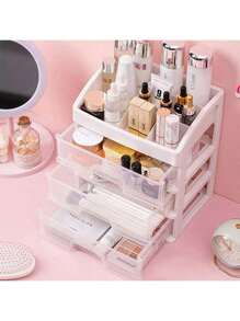 NetHong Desktop 4 Tier Makeup Case Holder Drawers Cosmetic Organizer Jewelry Storage Box - White - View 5