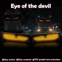 Luz LED con logotipo del ojo del diablo para coche, panel de píxeles LED programable con aplicación, luz nocturna, pantalla LED flexible programable DIY para accesorios de coche/camión - 1 pieza - Ver 4