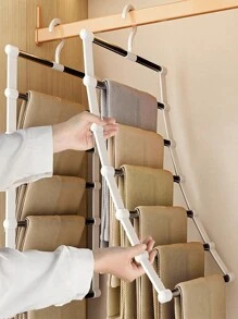 Tendedero portátil de almacenamiento, perchero multiusos de pantalones tipo escalera, percha plegable de acero inoxidable para pantalones con ganchos que no dejan marcas, estante de almacenamiento de pantalones multicapa sin dolor (autoensamblaje requerido, fácil instalación y funcionamiento), adecuado para pantalones, zapatos, vaqueros, botas, faldas