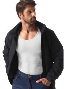 Men's Slimming Vest Tummy Control Shapewear Tank Top Chest Compression Shirt Body Shaper Gynecomastia Compression Undershirts Shaping Belly Abdomen Underwear Gym Workout - 白色 - 查看 9