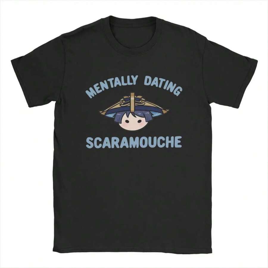 Vintage Mentally Dating  Scaramouche Wanderer T-Shirt For Men 100% Cotton T Shirt Short Sve Tee Shirt Plus Size - Black - View 1