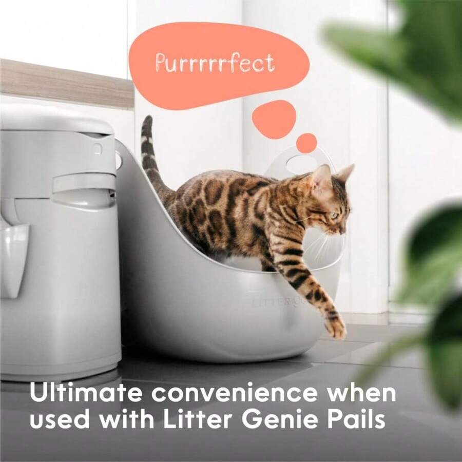 Litter Genie Caja de Arena para Gatos Fabricada con Plástico Flexible y Suave | Cuenta con Paredes Altas y Asas para Mayor Privacidad y Portabilidad - 1 - Ver 1