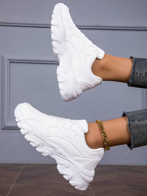 Zapatillas con suela gruesa casuales para mujer de tallas grandes, otoño/invierno