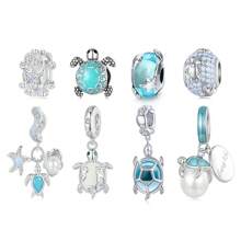 1 件 925 纯银梦幻海洋系列珐琅吊饰海龟珠女款银饰手链和手镯 DIY 制作精美珠宝 - 銀色 - 查看 10