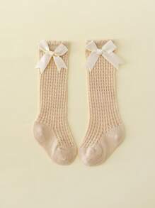 1 双女婴优雅网眼棉质中筒袜，夏季 - 白色 - 查看 15