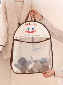 1pc Hanging Mesh Storage Bag, Polyester Breathable & Washable Laundry Organizer, Wall-Mounted Underwear & Socks Sorting Pouch Laundry Bag Bathroom Organizer Bathroom Bedroom Home Kitchen Organization Closet Organizer School Dorm Essentials Clothes Organizer College