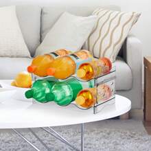 Clear Water Bottle Organizer 3-Station 2-Tier Detachable Storage Rack Bathroom Kitchen Accessories Space Saver Transparent Shelving Unit Home Decor Easy Clean Multi-Purpose Container Holder - White - 3-unit 2-layer - View 5