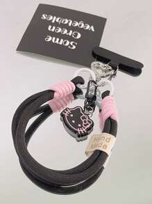 3D KT Cat Rotating Lock Braided Wrist Strap, Suitable For Universal Phone Cases DIY, Phone Accessories, Portable Keychain, Earphone Cartoon Cute Pendant Lanyard For Japanese/Korean/ Girls