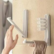 2 stuks ruimtebesparende opvouwbare kledinghangers, organizer met haken, verwerkt plastic huishoudrek, opvouwbare kledinghangers