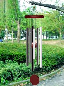 1pc Wooden Vintage Wind Chime Metal Decor, Country Style Home Decor, Creative Home Gift Ornament - Silver - View 1