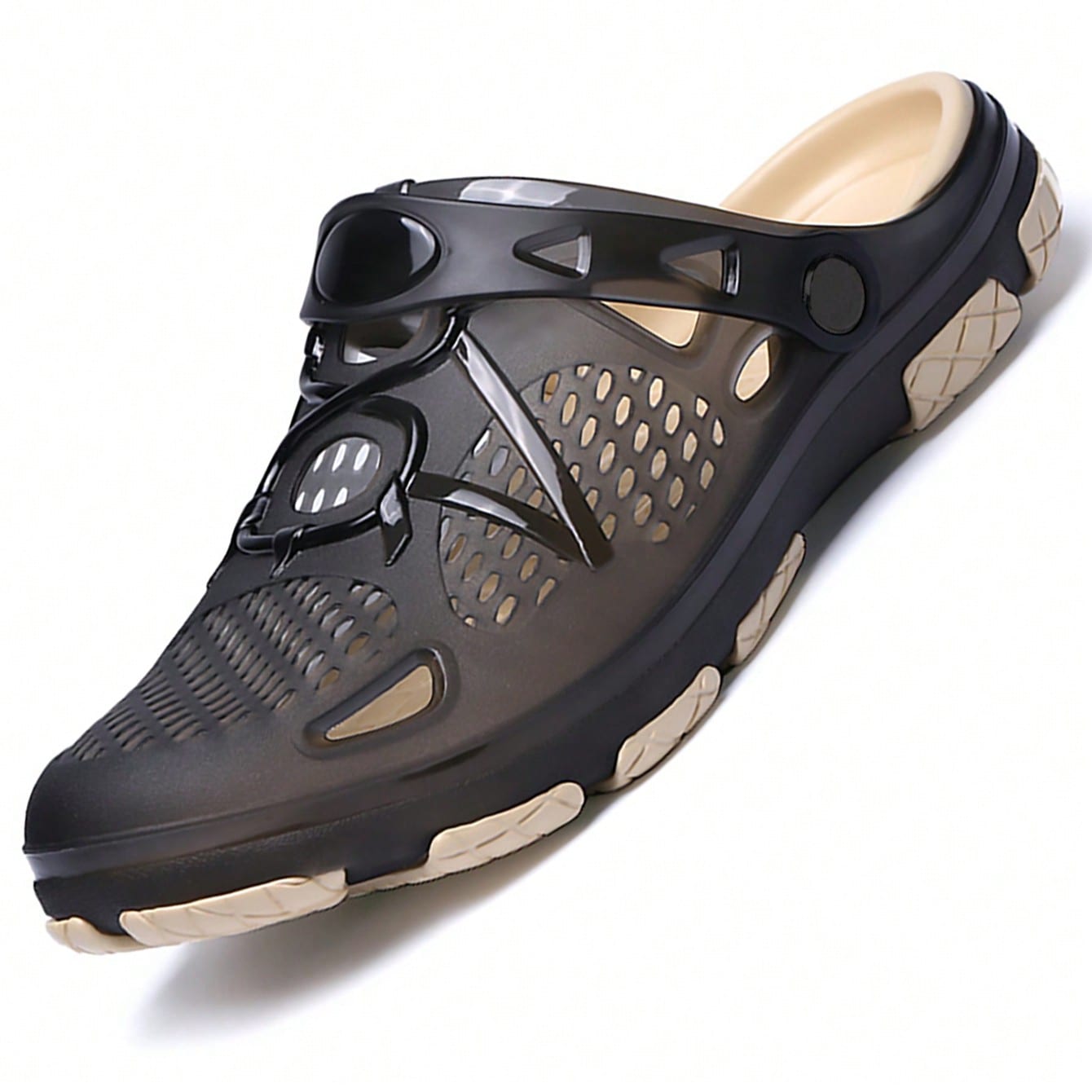 Par de zapatos ligeros y transpirables con perforaciones antideslizantes para jardín, sandalias de malla de verano para hombres, chanclas casuales pa