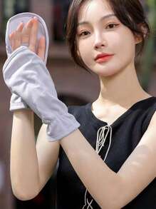 1 par de guantes sin dedos protectores del sol de verano para mujeres, mangas finas de fibra de bambú para conducir, actividades al aire libre, anti-UV