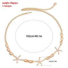 1pc Sexy Women Metal Body Chain Necklace With Seashell & Starfish Pendant, Stylish - Multicolor - View 4