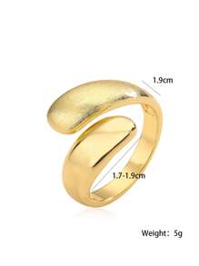 1pc Minimalist Luxurious 18K Gold Plated Matte Finish Geometric Open Ring, Suitable For Daily Wear