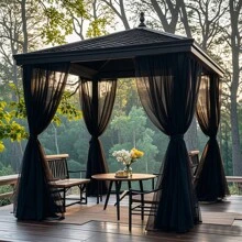 1 Piece White Outdoor Mosquito Net Curtain, Transparent Decorative Breathable Mesh, Adjustable Height, Easy Installation For Patio, Balcony, Garage Door, Backyard, Porch, Gazebo - White - View 10