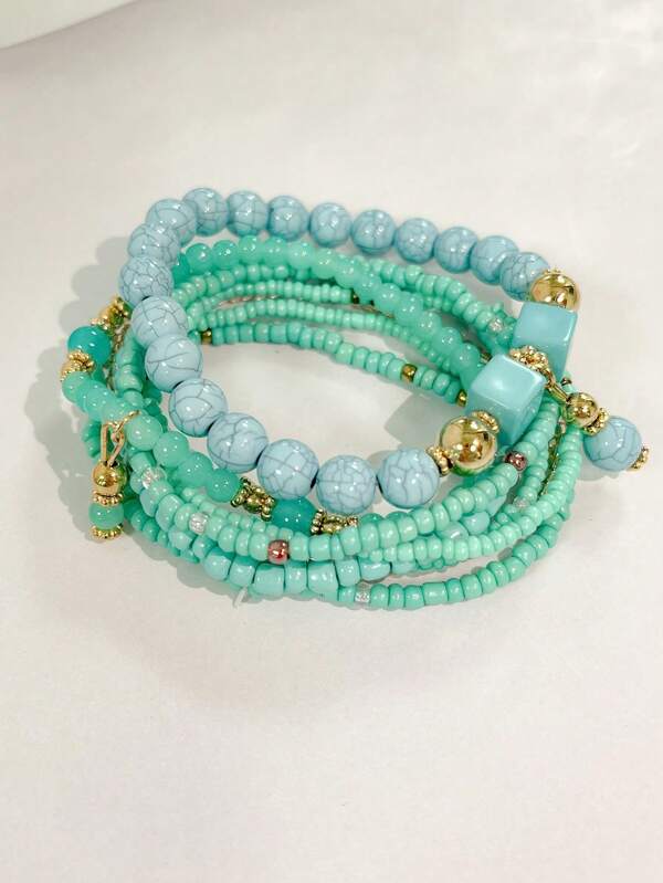 Bohemian Style Beaded Braceled Set For Women For Spring Summer Vacation Decoration