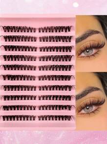 Asiteo Asiteo 200 Piezas de pestañas individuales rizado en D 30D forma de ojo de gato de 8-16mm de longitud mixta, pestañas postizas rizadas y esponjosas segmentadas en espinas para extensiones de pestañas