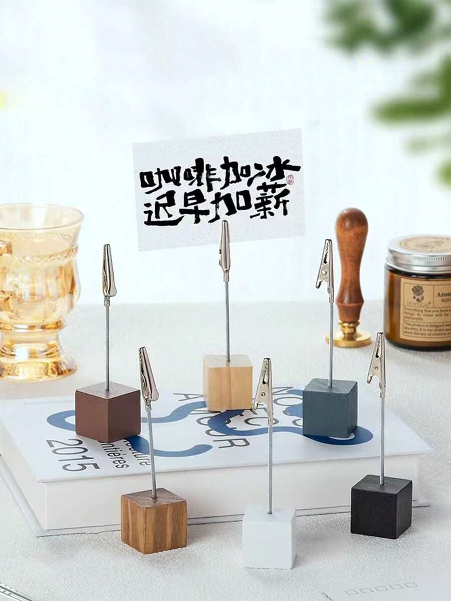 2 piezas de pinzas de cocodrilo de madera lindas y decorativas de colores aleatorios para notas, fotos y tarjetas en el escritorio