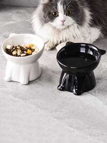 1 件猫/狗爱好者礼物和狗/猫妈妈爱宠物碗，猫爱好者和猫妈妈爱碗，可爱塑料碗，狗爱好者和狗妈妈爱水碗，猫/狗爱好者礼物和狗/猫妈妈爱宠物护颈高脚斜碗，防止翻倒 - 彩色 - 查看 2