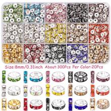 1 BOX Spacer Beads For Crafting, Colorful Rondelle Spacer Beads Box, Fancy Sparkle Crystal Rhinestone Spacer Loose Beads For Necklace Bracelet Earring Jewelry Making And Pens DIY Dec
