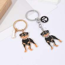 1 pieza Llavero de aleación con dije de perro mascota Rowena para hombres, anillo de llave de coche, mejor regalo para amigo, colgante para mochila
