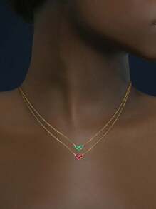 S925 Sterling Silver Birthstone Pendant Necklace Personalized Multicolor Zirconia Heart-Shape Birthday Necklace Mothersday Jewelry Gifts For Mama Women