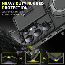 Compatible With Samsung Galaxy S25 S24 Ultra S23 Plus 5G FE A56 A36 A26 2025 9A 9 Pro XL Case Shockproof Armor Slide Magnetic Casing For S24Ultra S23Ultra S22Ultra S25Ultra S24FE S23FE Ring Back Cover Waterproof Anti-Fall Scratch Resistant