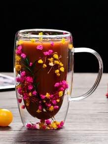 450ml/15.22oz 双层耐热玻璃杯，花瓣设计，适合咖啡、茶、奶茶，理想的节日/生日礼物 - 彩色 - 查看 13